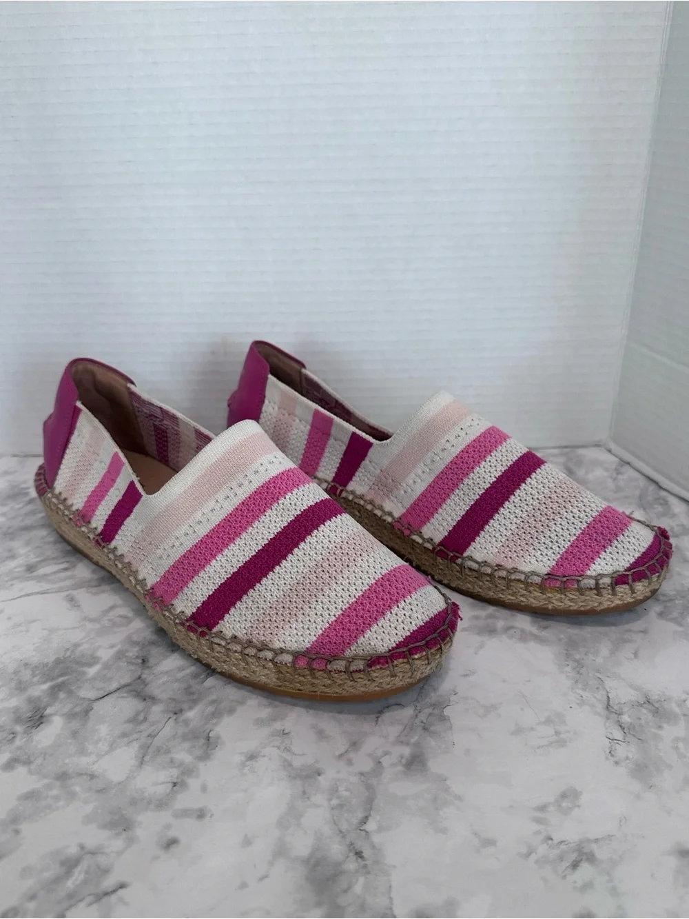 Cole Haan Cloudfeel Pink Stripe Knit Espadrille Flats Women's Size 8 Slip On